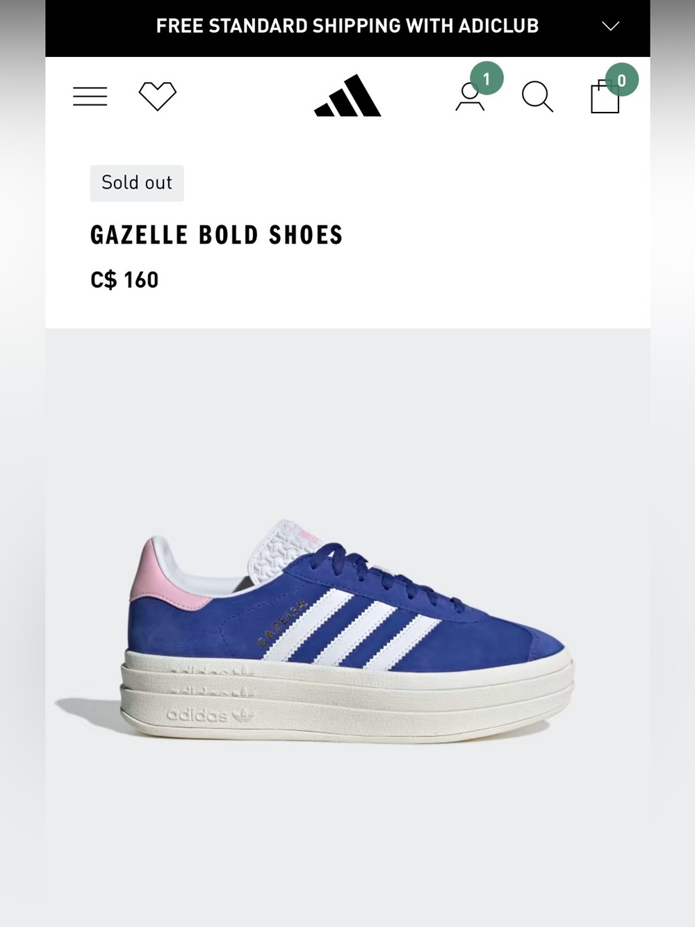 Adidas Gazelle Bold Shoe - Size 6